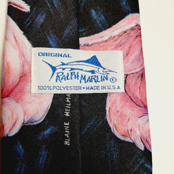 RALPH MARLIN Pig Novelty Design Pattern 1989 Retro Men's Necktie Neck Tie - Picture 9 of 11